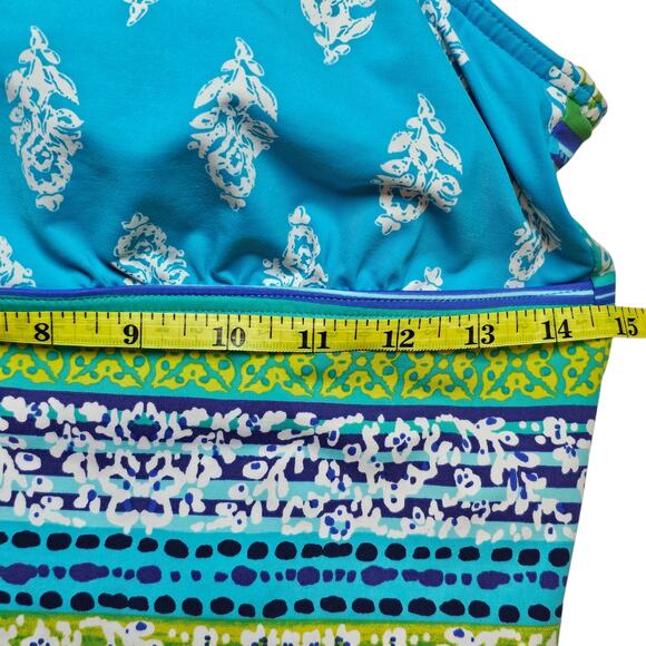 Lands' End Square Neck Underwire Tankini Beach Living Tummy Control 10 Petite - Picture 7 of 8